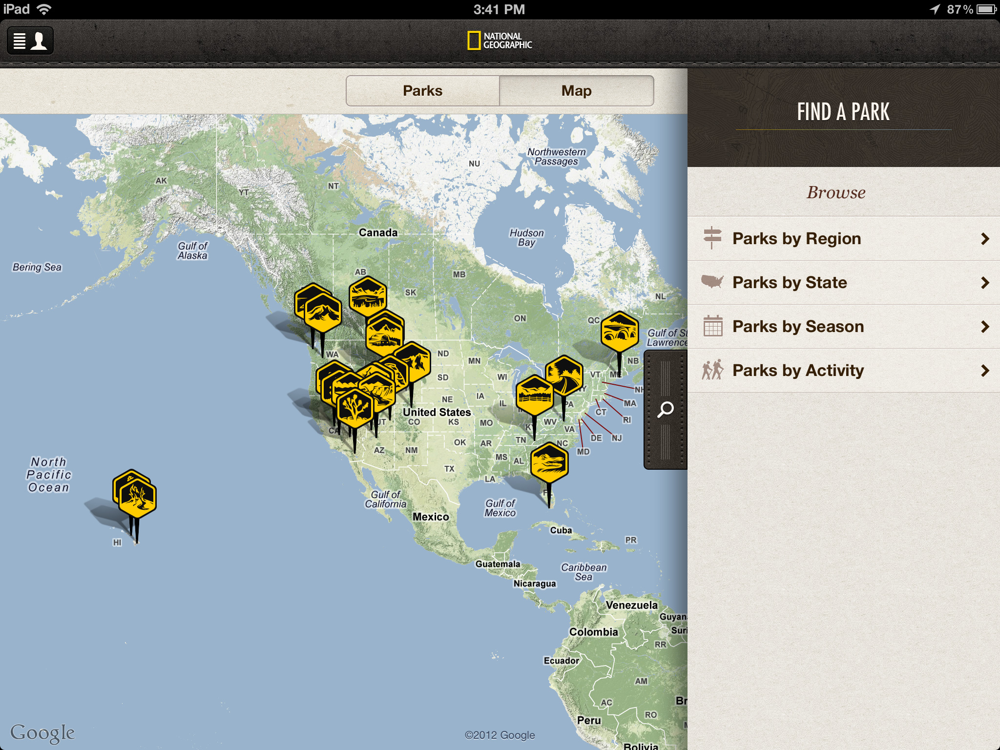 Parks Map on iPad