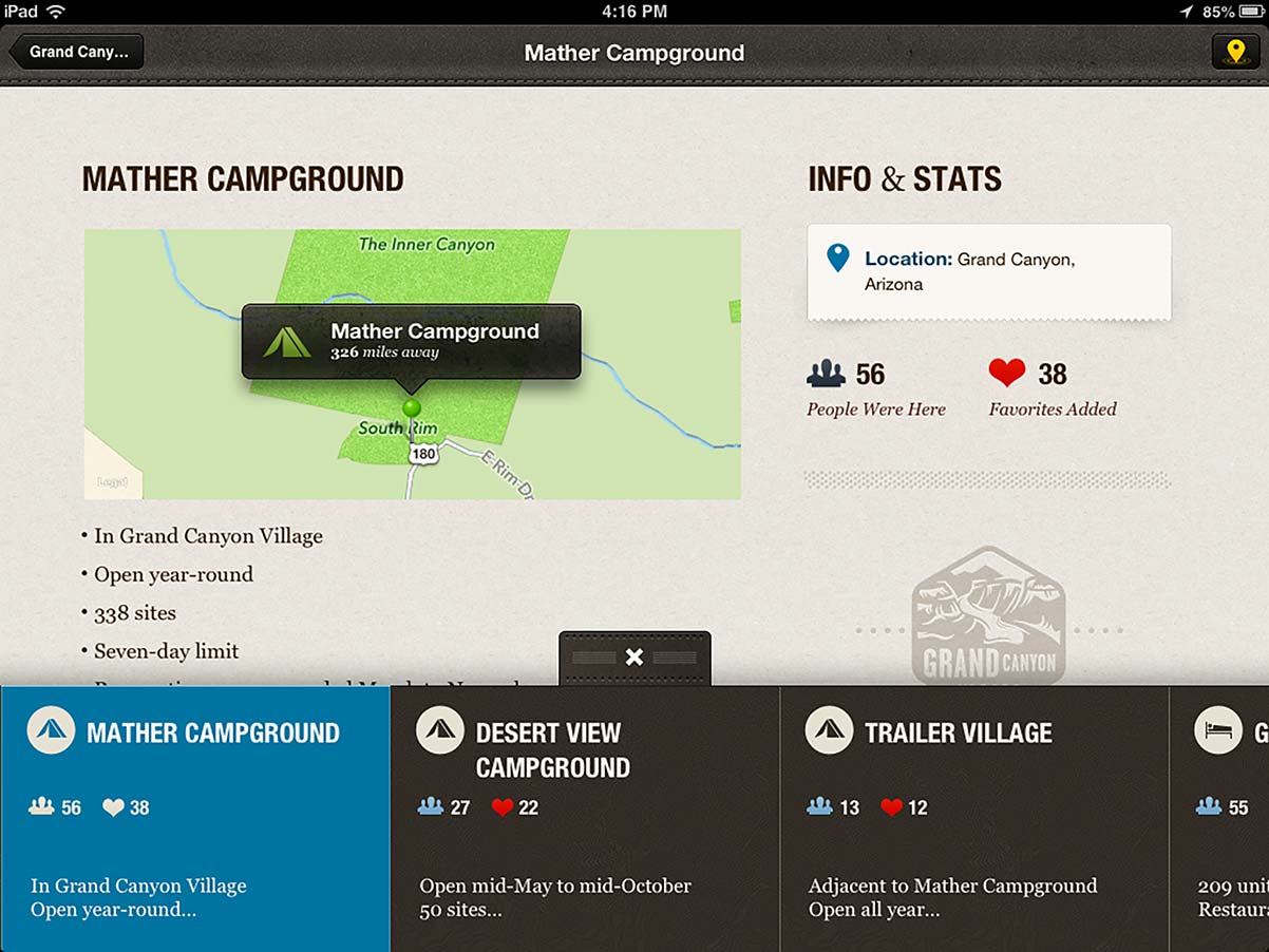 Campground View on iPad